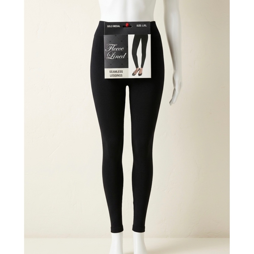 Gold Medal Womens Fleece Lined Seamless Leggings Black Size L/XL 362SL-SL